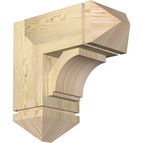 Ekena Millwork Imperial Arts and Crafts Rough Sawn Bracket w/ Offset Brace, Douglas Fir, 8"W x 18"D x 18"H BKT0806X18X18IMP03RDF - main